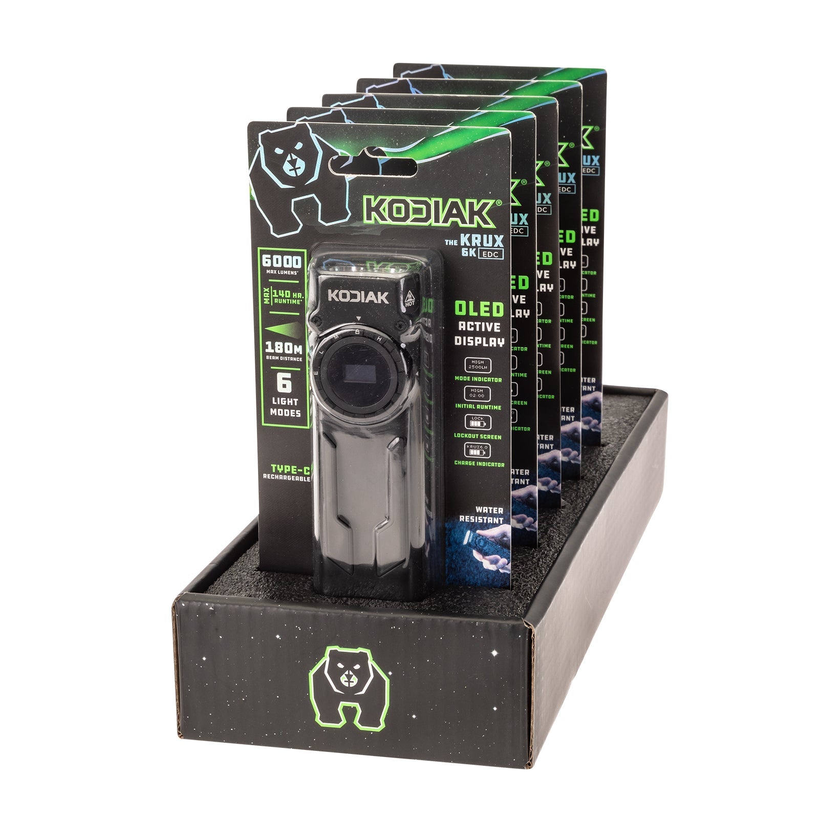 Krux 6.0 6000 Lumen Rechargeable Dial Tactical EDC Light with OLED Screen