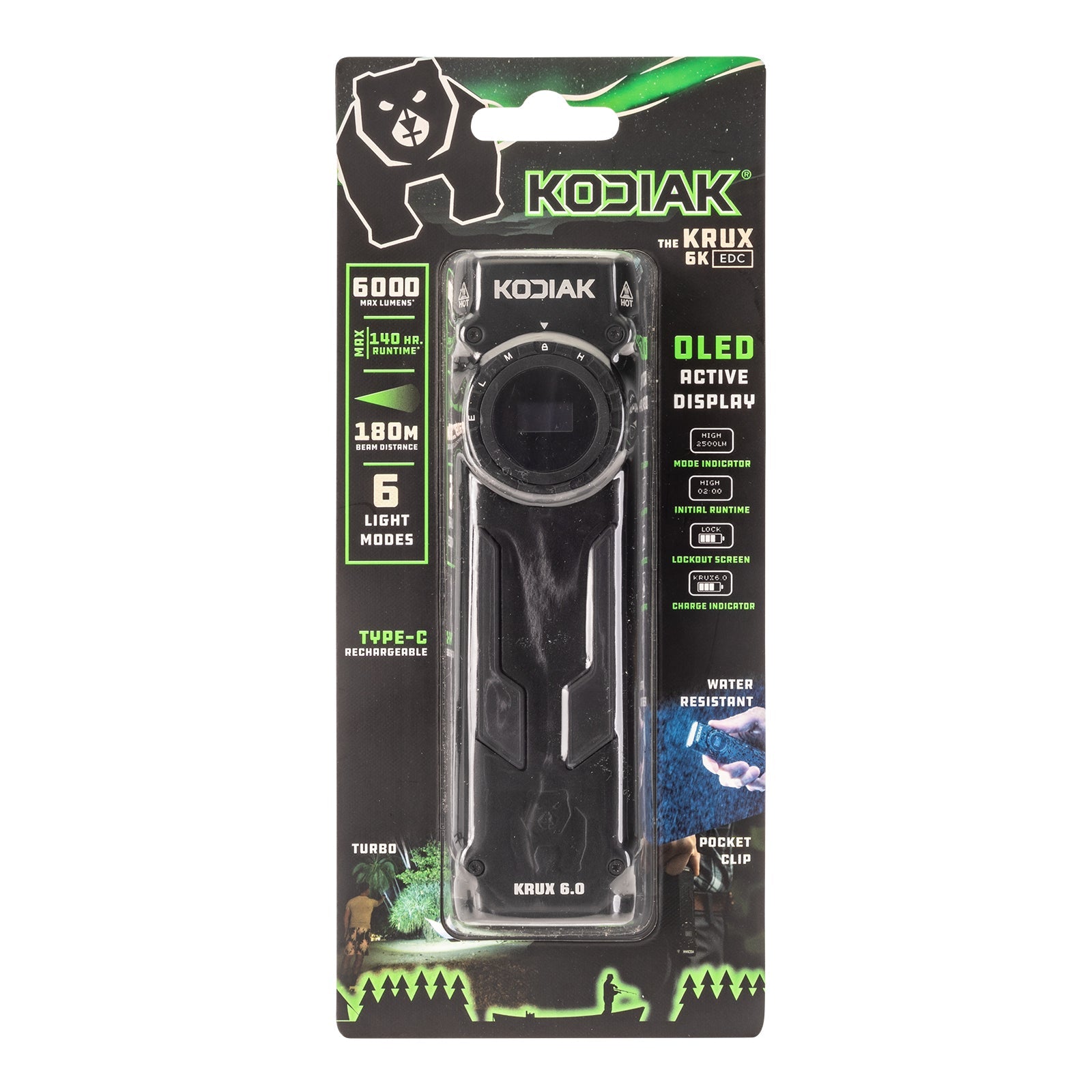 Krux 6.0 6000 Lumen Rechargeable Dial Tactical EDC Light with OLED Screen